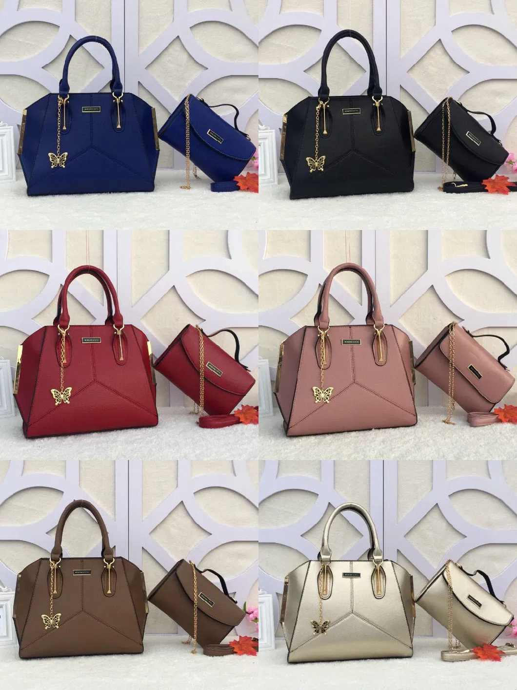 2018 Latest Big PU Leather Lady Handbag Bag Set Sh616